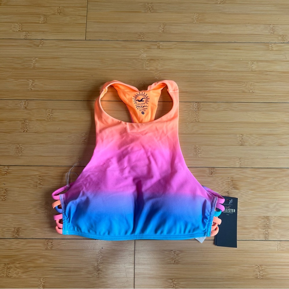 Hollister orange pink purple and blue high neck criss cross bikini top 🧡 NWT